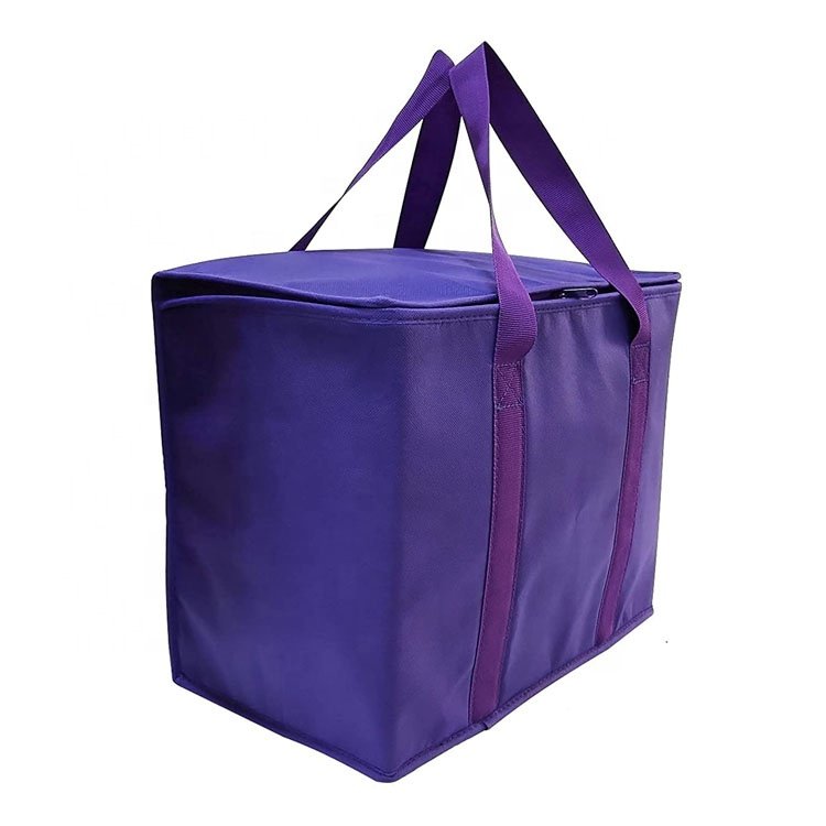 Customized extra large grocery food delivery package lunch beach bag non woven packing cooler shopping bag reusable cold and hot
