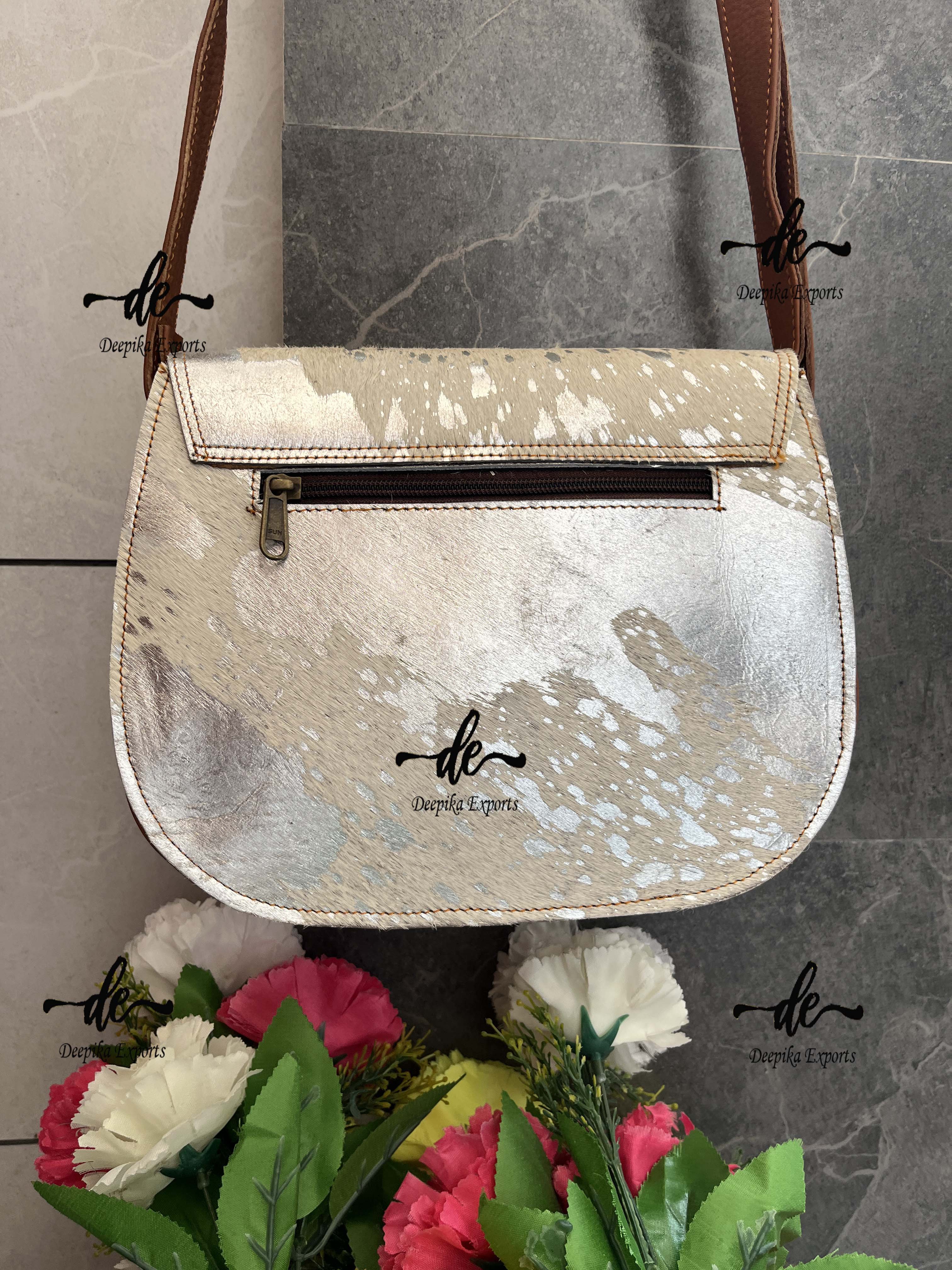 Hot Selling Cowhide Leather Metallic Fur New Design Handbags Shopping Bag Casual Bags Hair On Fur Leather Handbag