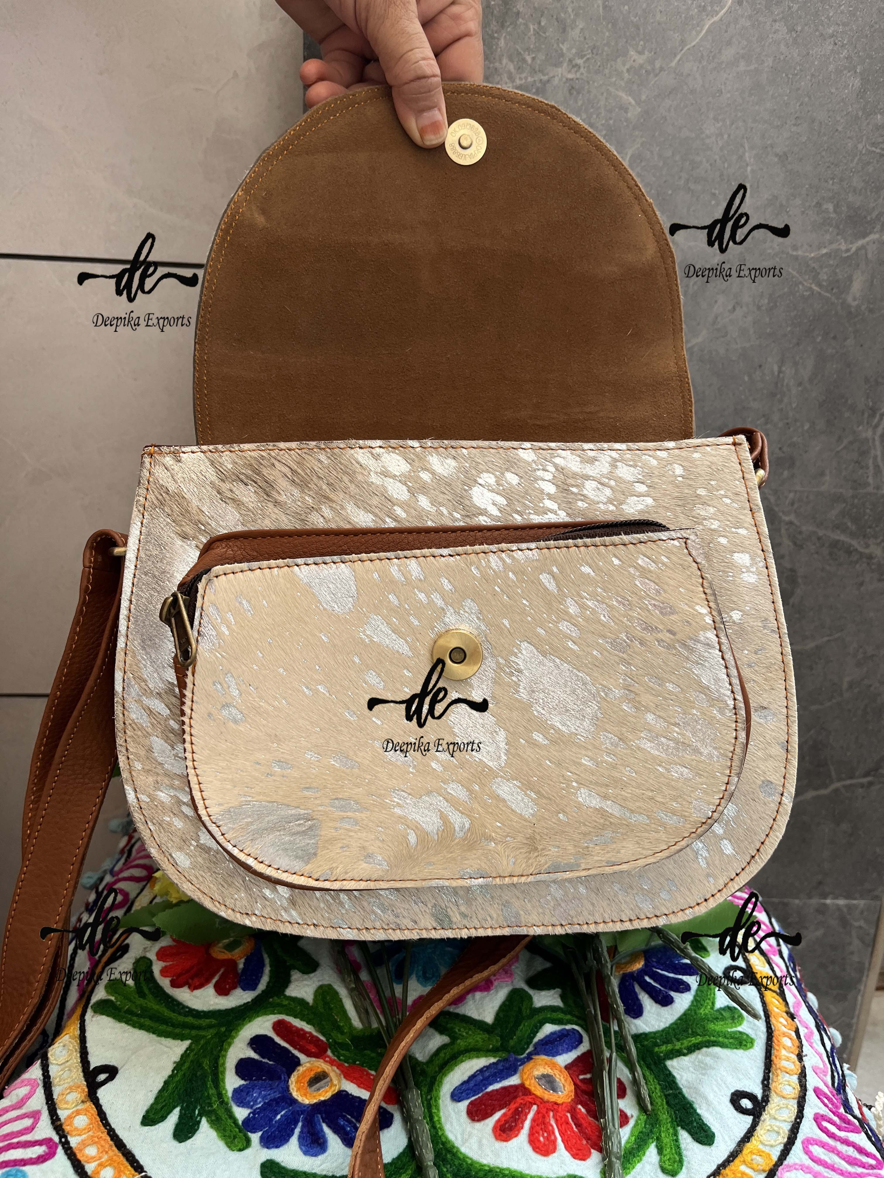 Hot Selling Cowhide Leather Metallic Fur New Design Handbags Shopping Bag Casual Bags Hair On Fur Leather Handbag