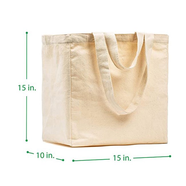 Heavy Duty Washable Tote Bags Large Capacity Supermarket Shopping Bags Eco-friendly Reusable Cotton Shopping Bags with Custom