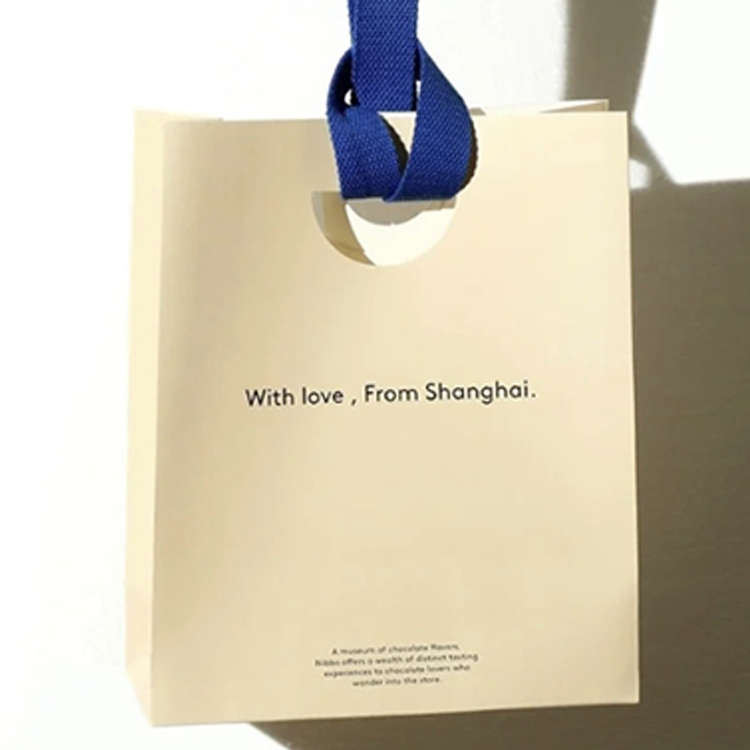 Wholesale Custom Printed Your Own Logo Recyclable Packaging bag White Gift Craft Shopping Paper Bag With Ribbon Handles