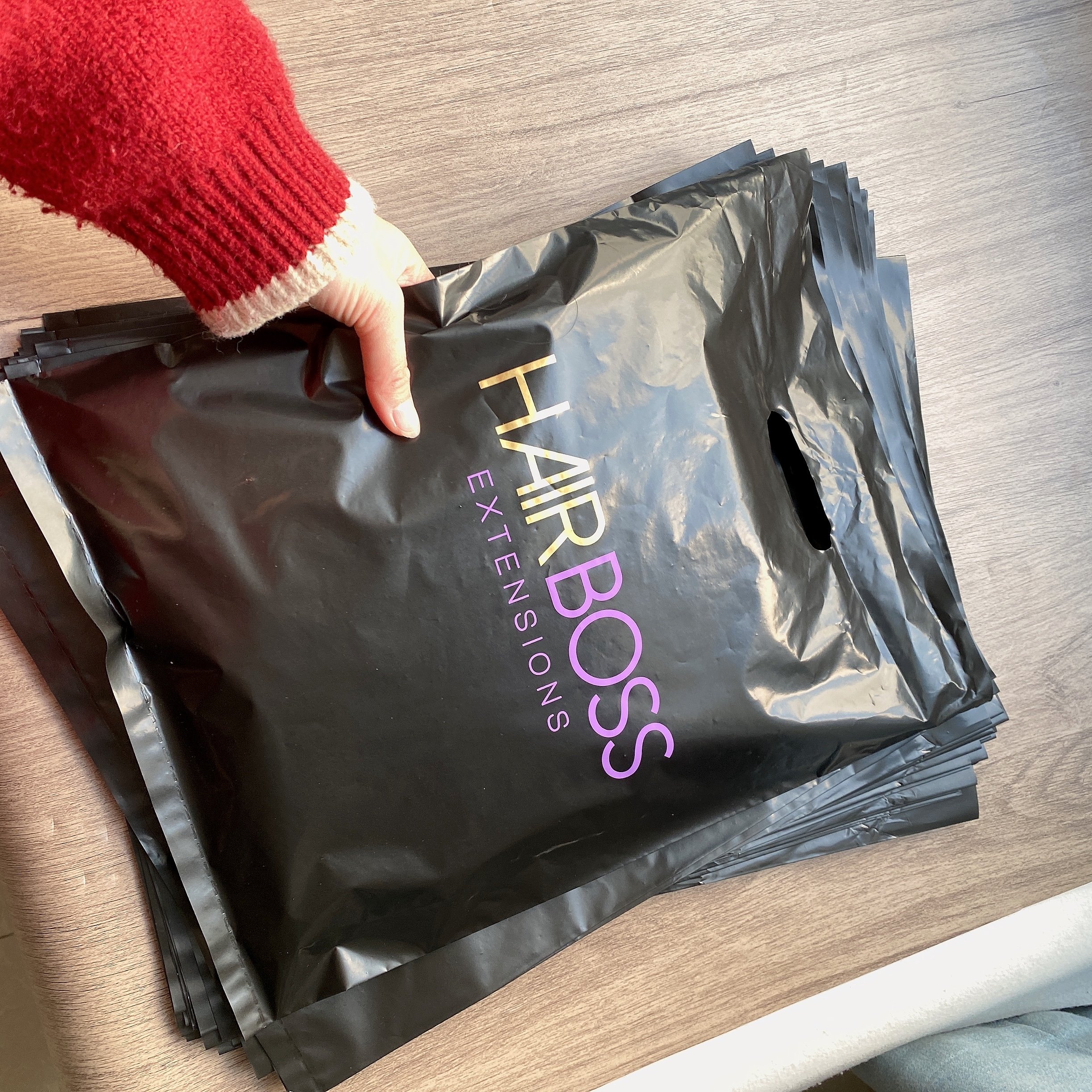 Wholesale Custom Plastic Bags With Logo Recyclable T-shirts Bag Die Cut Handle Groceries Business Promotion Shopping Bags