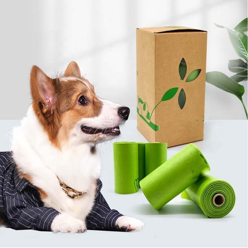 Home pet use eco-friendly high quality biodegradable PLA material dog poop bags rolls