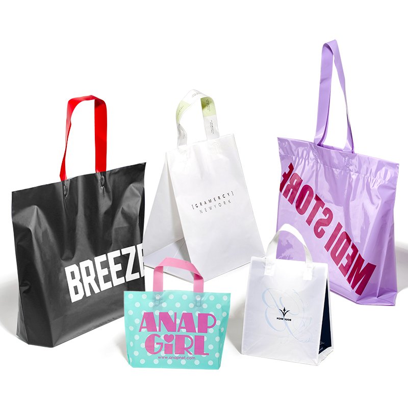 Plastic Shopping Bag Loop Handle Premium Wholesale Customized Logo Printed HDPE LDPE Custom Carry Bag