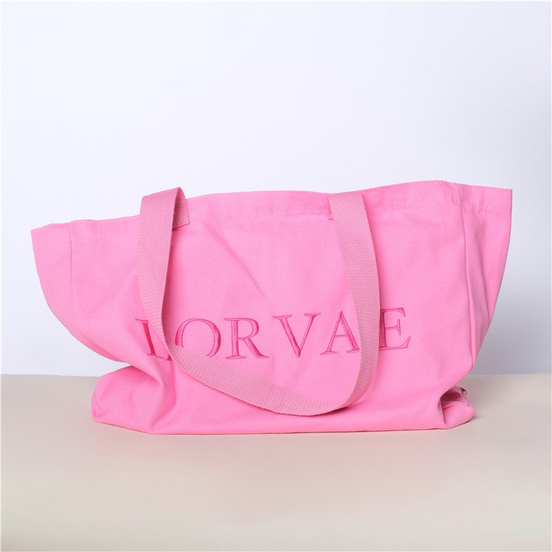 eco friendly large capacity weekender custom beach Canvas Tote shopping Bag durable Pink Canvas Bag With embroidery