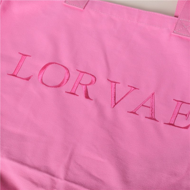 eco friendly large capacity weekender custom beach Canvas Tote shopping Bag durable Pink Canvas Bag With embroidery