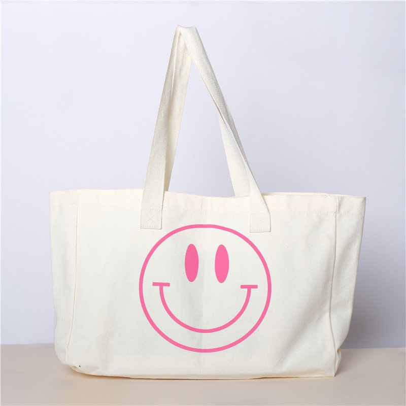 eco friendly large capacity weekender custom beach Canvas Tote shopping Bag durable Pink Canvas Bag With embroidery