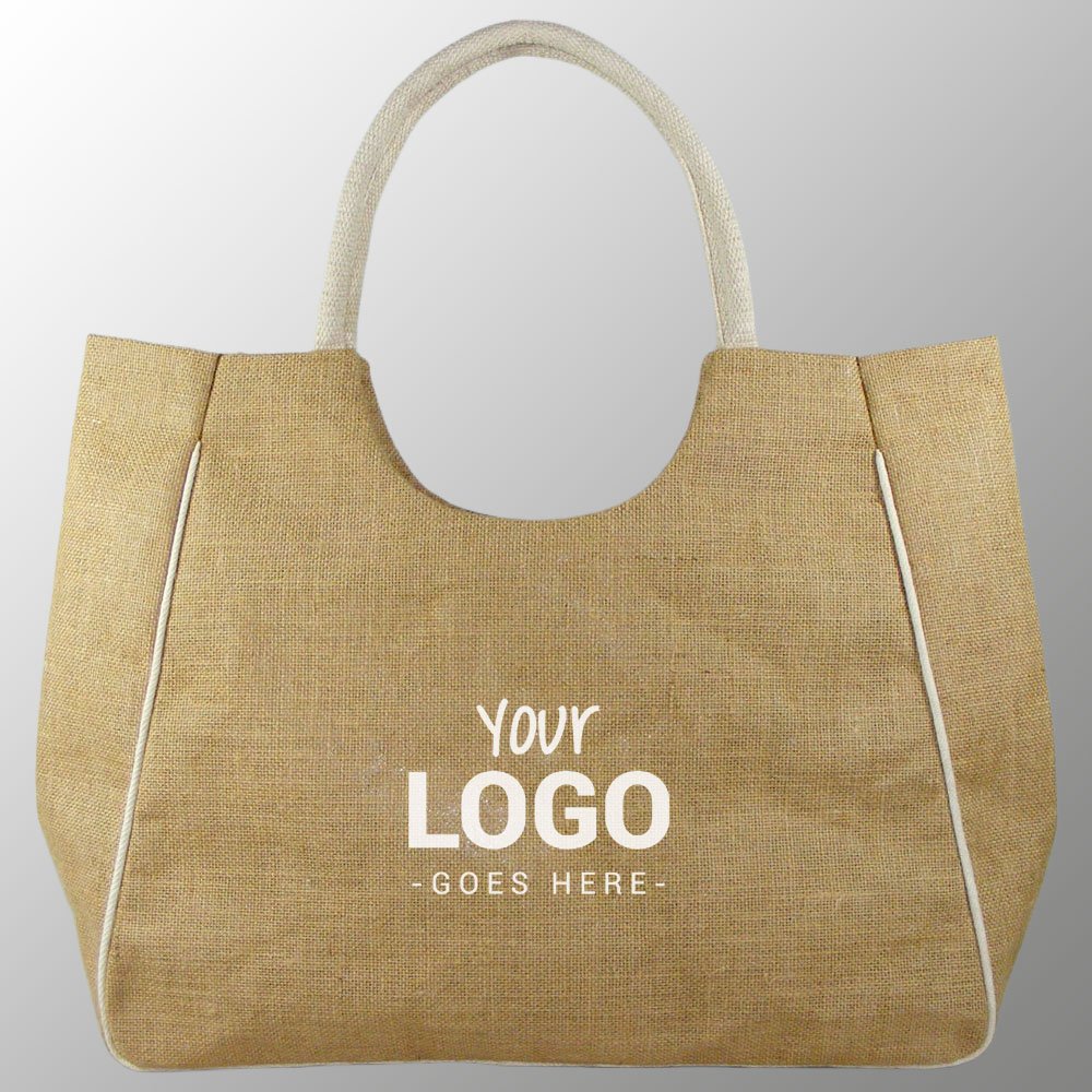 custom print jute beach bag with cotton web handles with rope inside new style jute shopping promotion bag logo artwork print