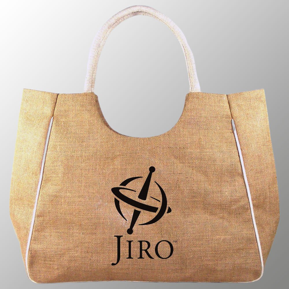 custom print jute beach bag with cotton web handles with rope inside new style jute shopping promotion bag logo artwork print