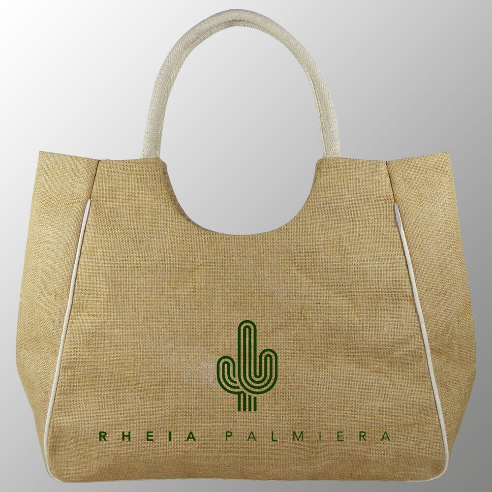 custom print jute beach bag with cotton web handles with rope inside new style jute shopping promotion bag logo artwork print