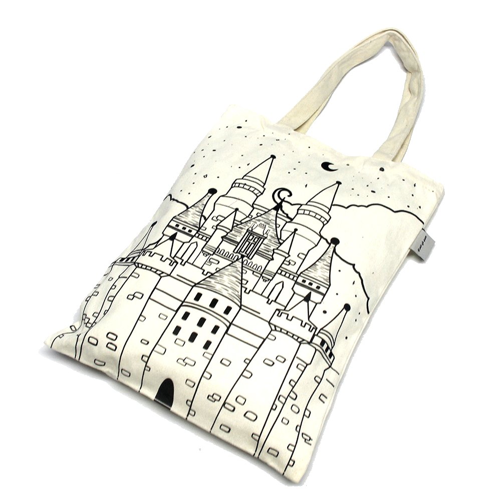 Customized Line Drawing Pattern Stylish Durable Daily Use Shopping Bags with Handle Tote Bag Cotton