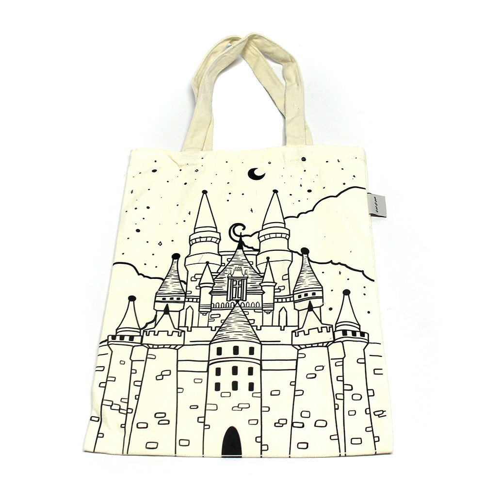 Customized Line Drawing Pattern Stylish Durable Daily Use Shopping Bags with Handle Tote Bag Cotton