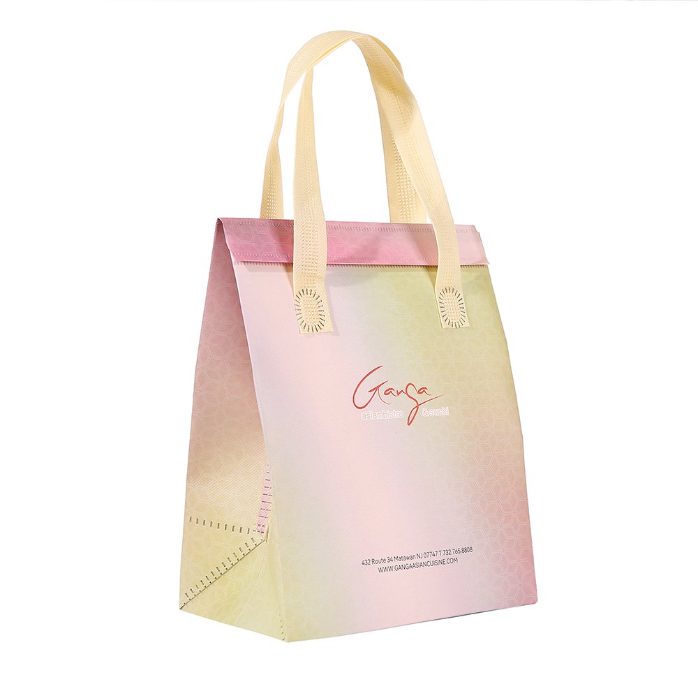 Custom Logo Reusable PP Non-Woven Thermal Insulation portable food delivery Lunch Bag or catering takeaway cooler bag