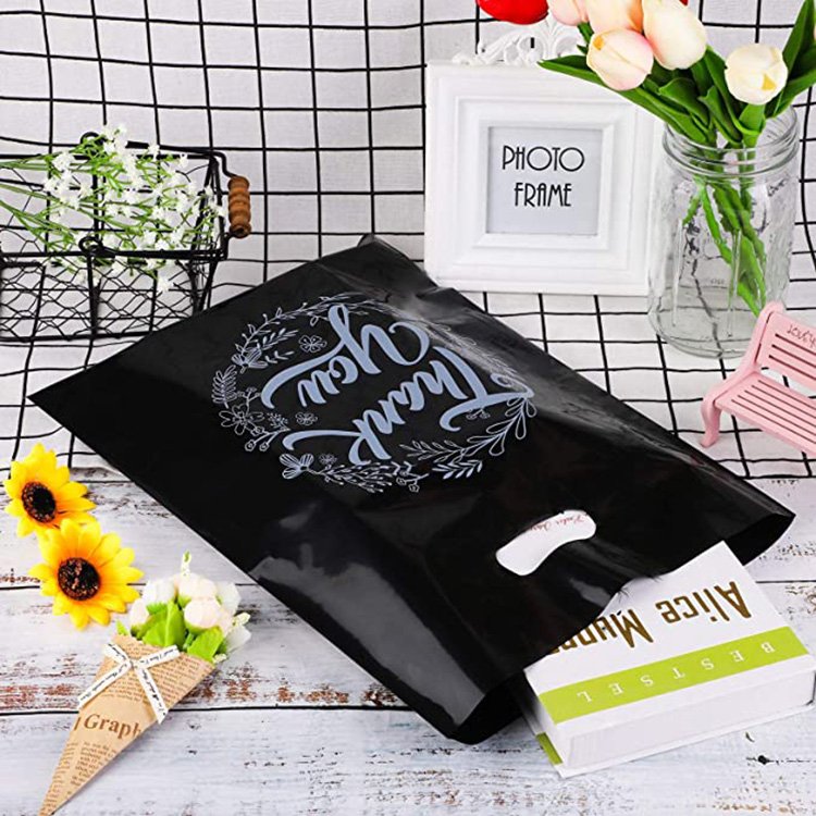 PE Plastic Packaging Bag With Handle,Custom Die Cut Gift Shopping Plastic Bag