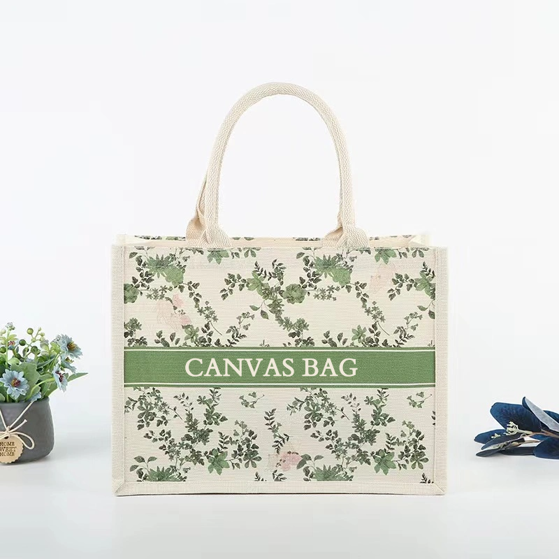 Reusable New Canvas Beach Tote Canvas Shopping Bag Customized Logo Canvas Tote Bag