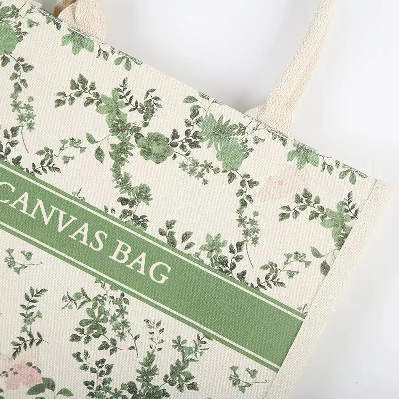 Reusable New Canvas Beach Tote Canvas Shopping Bag Customized Logo Canvas Tote Bag