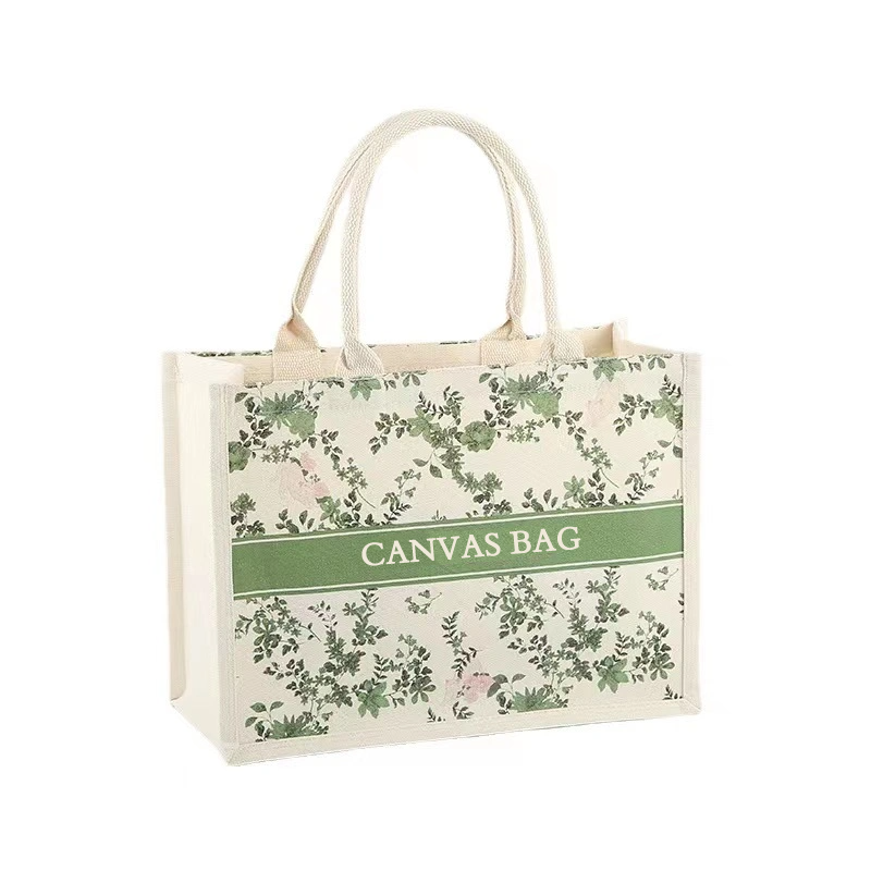 Reusable New Canvas Beach Tote Canvas Shopping Bag Customized Logo Canvas Tote Bag