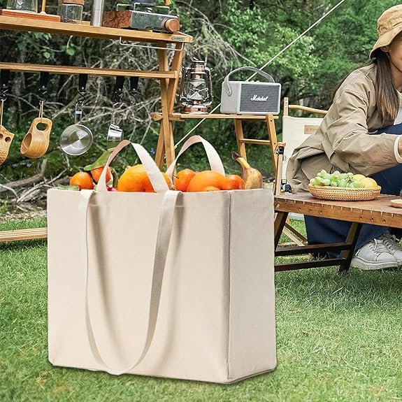 Customizable Canvas Bags Natural Extra Large Thick recycled White Canvas Cotton Tote Shopping Shoulder Bag For Grocery