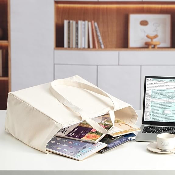 Customizable Canvas Bags Natural Extra Large Thick recycled White Canvas Cotton Tote Shopping Shoulder Bag For Grocery