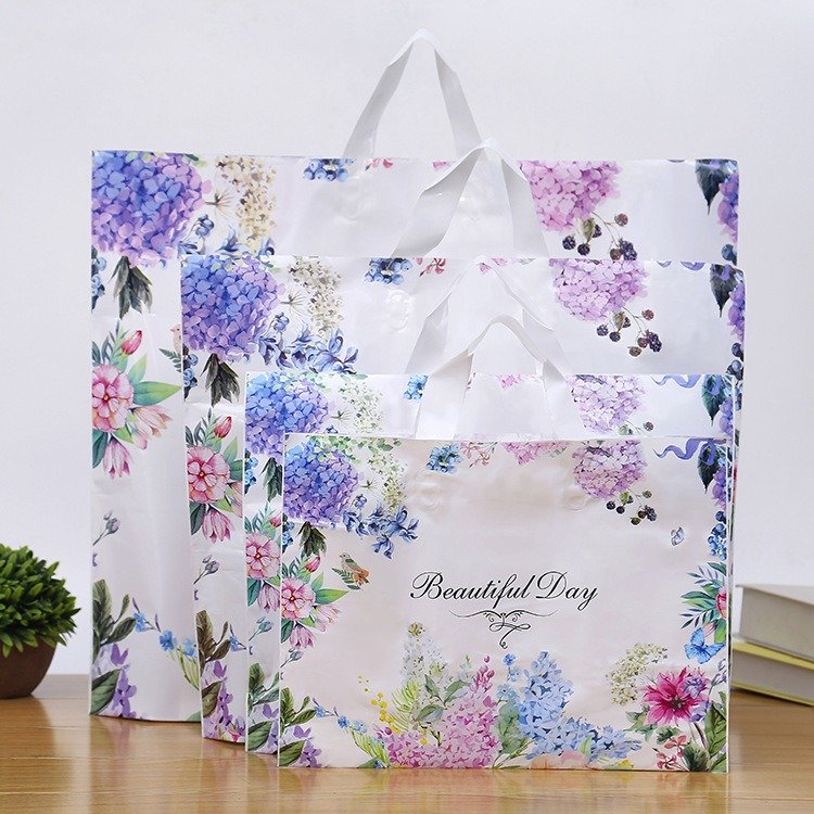 Thank You Flowered Fashion Clothing Store Shopping Bags Spot Wholesale Thank You For Carrying Plastic Bags Customized logo