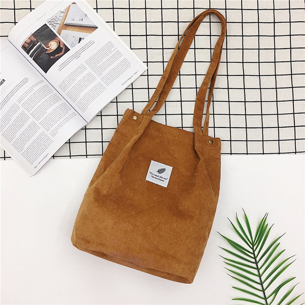 Women's Corduroy Totes Bag Women Shoulder Handbags Big Capacity Shopping Bags Casual Solid Color Shopper Beach Bag