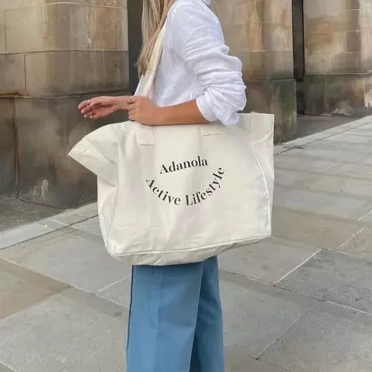 Canvas Tote Shopping Bag Active Lifestyle Large Capacity Custom Printed Logo Tote Bag for Women Gym Sporty
