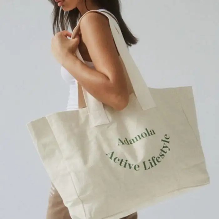 Canvas Tote Shopping Bag Active Lifestyle Large Capacity Custom Printed Logo Tote Bag for Women Gym Sporty