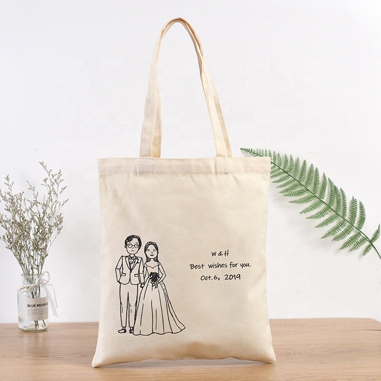 Fashion Printed Natural Shopping Bag With Logo Eco Blank Cotton Canvas Calico Cotton Tote Bag