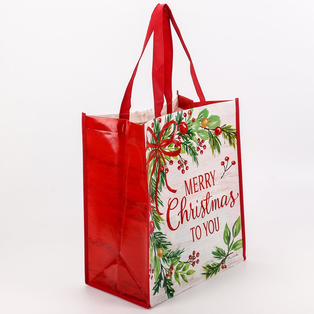 Hot Selling Custom Reusable Grocery Christmas Non Woven Shopping Tote Bags Christmas Storage Bags