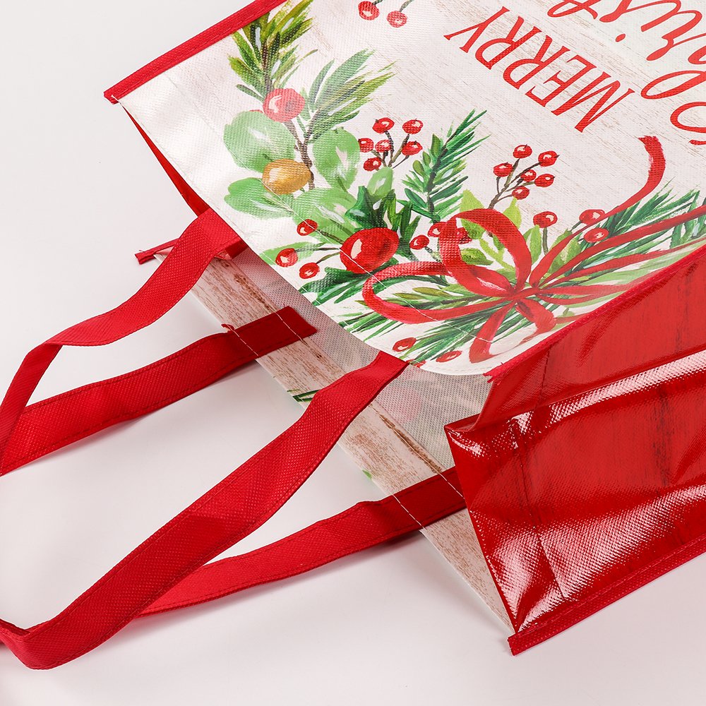Hot Selling Custom Reusable Grocery Christmas Non Woven Shopping Tote Bags Christmas Storage Bags