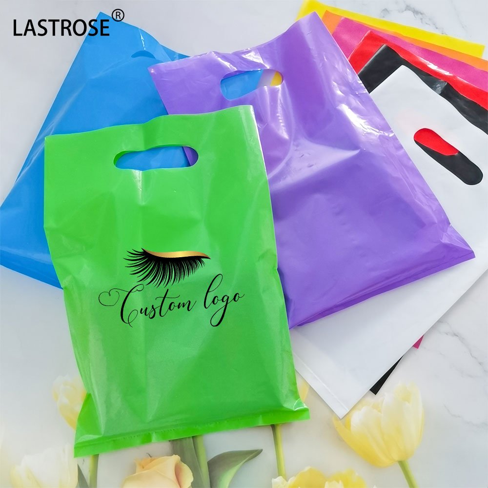 new plastic hand bag wholesale private label shopping gift plastic bag OEM eyelashes plastic bags with logo