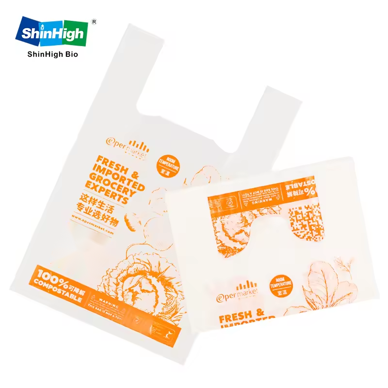 customized die cut shopping handle bags biodegradable environmental compactor bag plastic shopping bag with loop handle