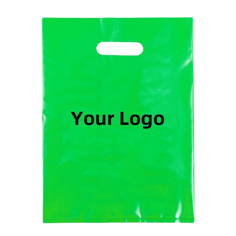 Factory Custom Logo Design Printed Biodegradable LDPE Clothes Reusable Die Cut Poly handle Recycle Plastic Handle Shopping Bag