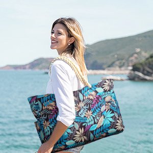 Large Tote Bag with Pockets Shoulder Bag Lightweight for Travel Hiking Beach Gym Swimming Pool Waterproof Material CMYK Printing