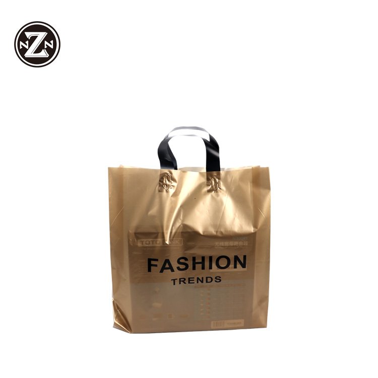 guangzhou manufacturer supplies pe plastic soft loop handle carrier shopping bags with custom printed logo designs
