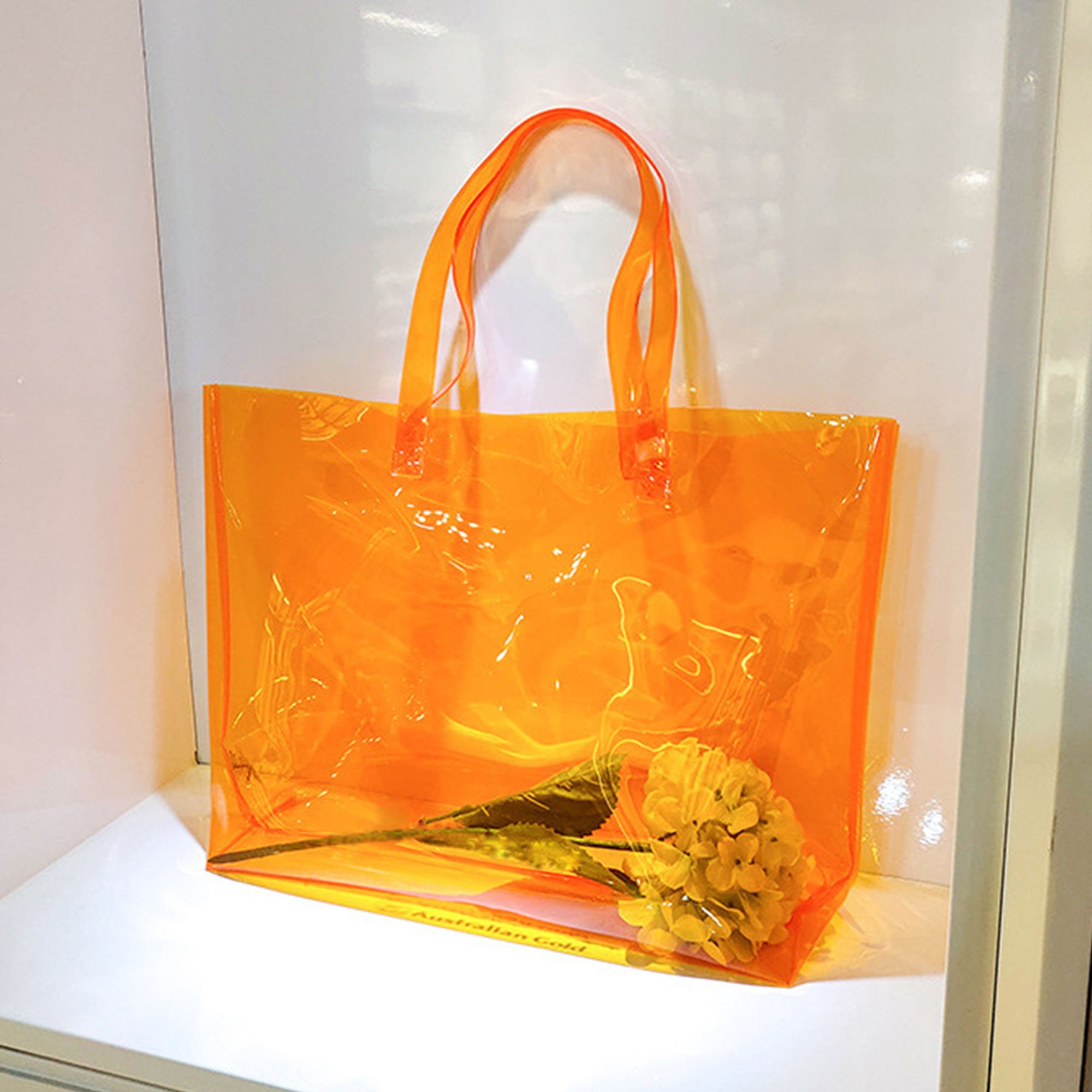 2024 Hot Sale PVC Shoulder Handbags Candy Color Transparent Bags clear pvc shopping bag plastic beach tote bag