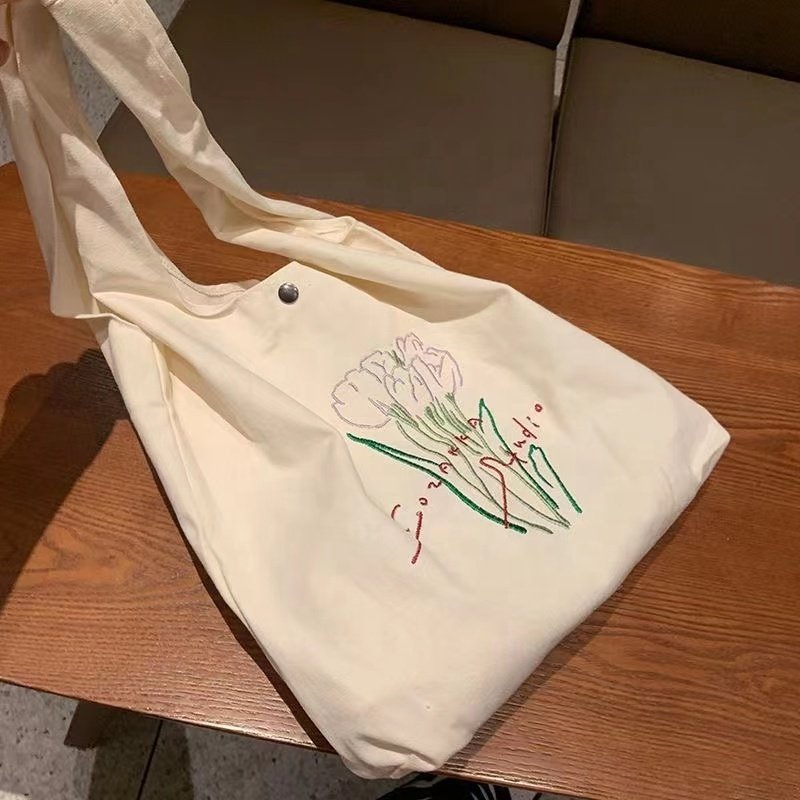 huahao customised Women Canvass Solid color Tote Shopping Casual Cloth shoulder cotton bag With zipper For Girls Ladies Shopper