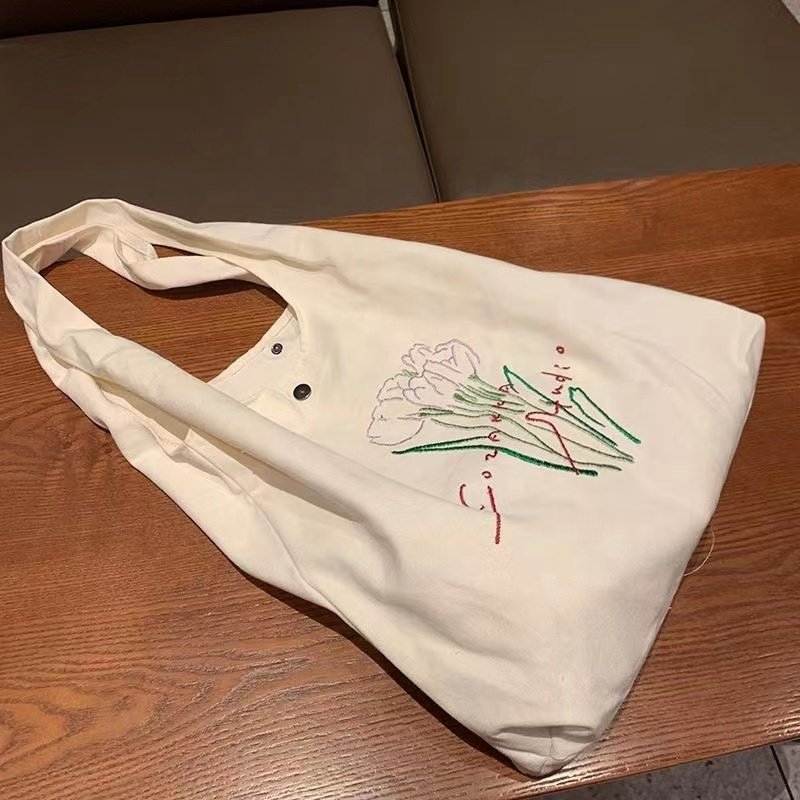 huahao customised Women Canvass Solid color Tote Shopping Casual Cloth shoulder cotton bag With zipper For Girls Ladies Shopper