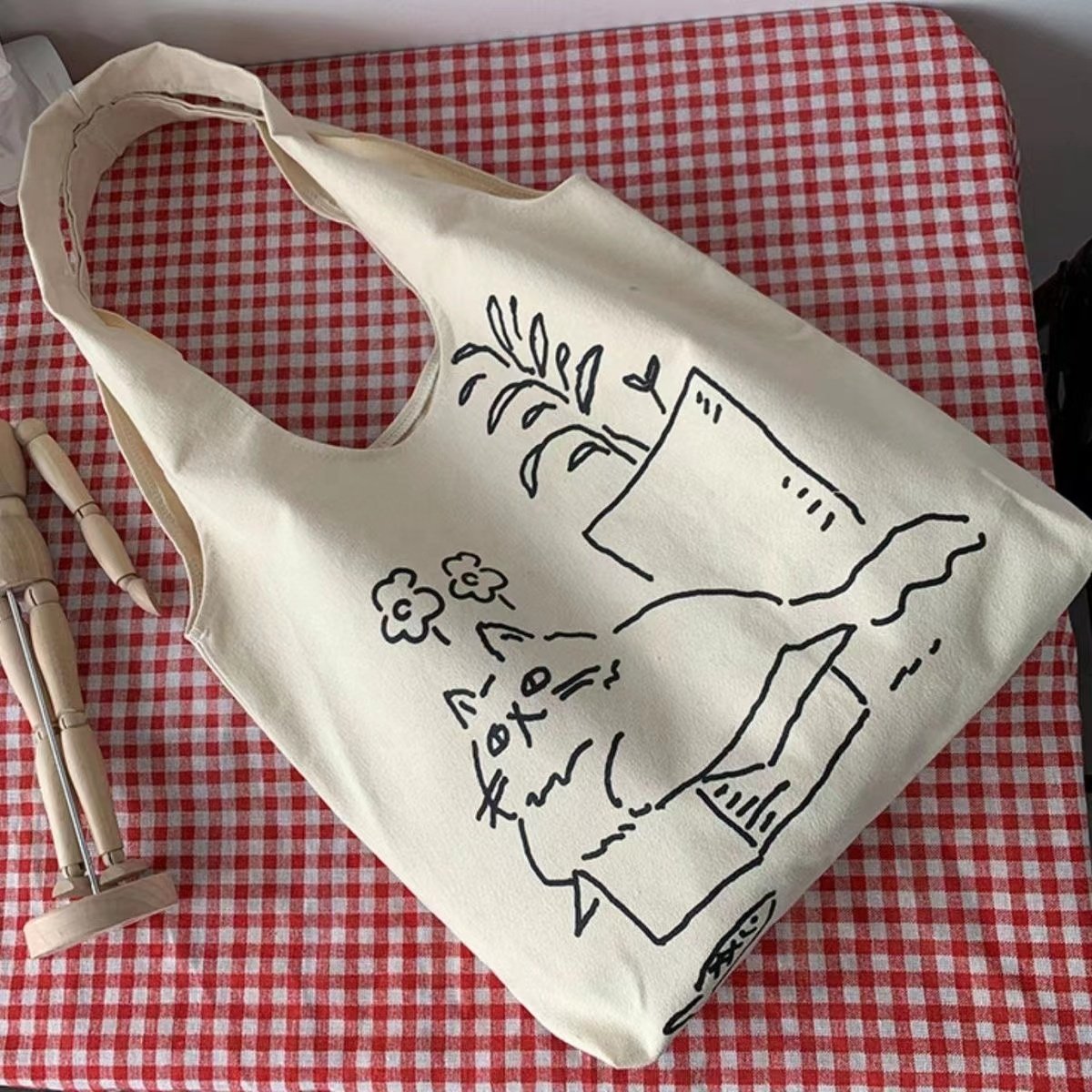 huahao customised Women Canvass Solid color Tote Shopping Casual Cloth shoulder cotton bag With zipper For Girls Ladies Shopper