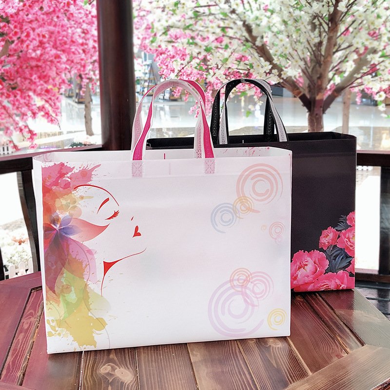 Custom Printed Eco-Friendly Foldable Non-Woven Shopping Bag New Dot Pattern Reusable Grocery Bag with Logo