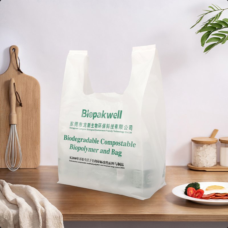 customized biodegradable corn starch material compostable t shirt carried packaging plastic bag for supermarket