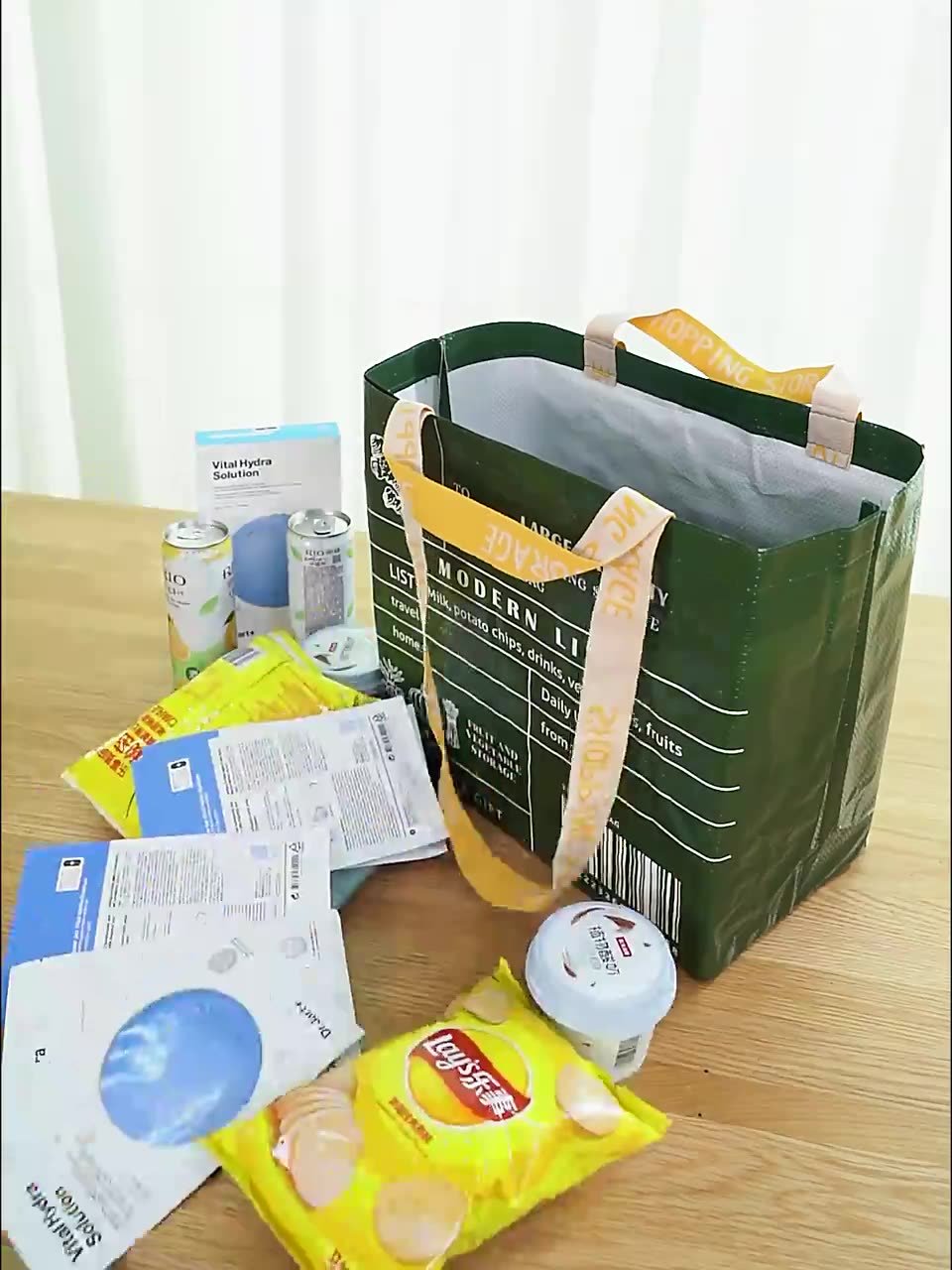 Wholesale Eco-Friendly Portable Large-Capacity Waterproof Nylon Grocery Bag Reusable Foldable Shopping Tote Bag