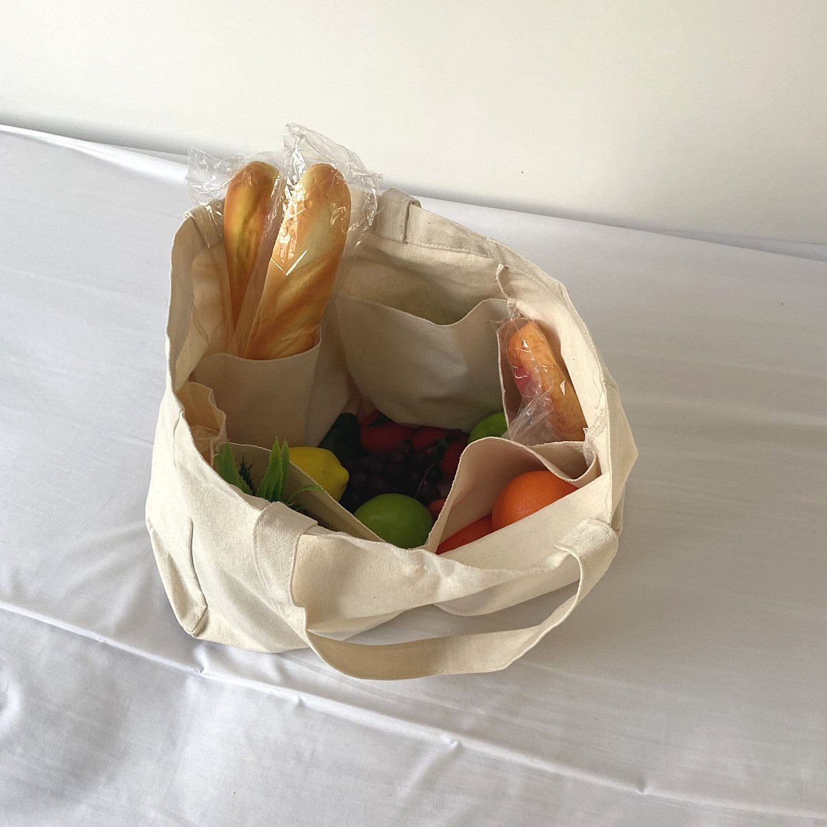 wholesale canvas large shopping bag cotton wine tote supermarket shopper storage inner bag with custom printed logo