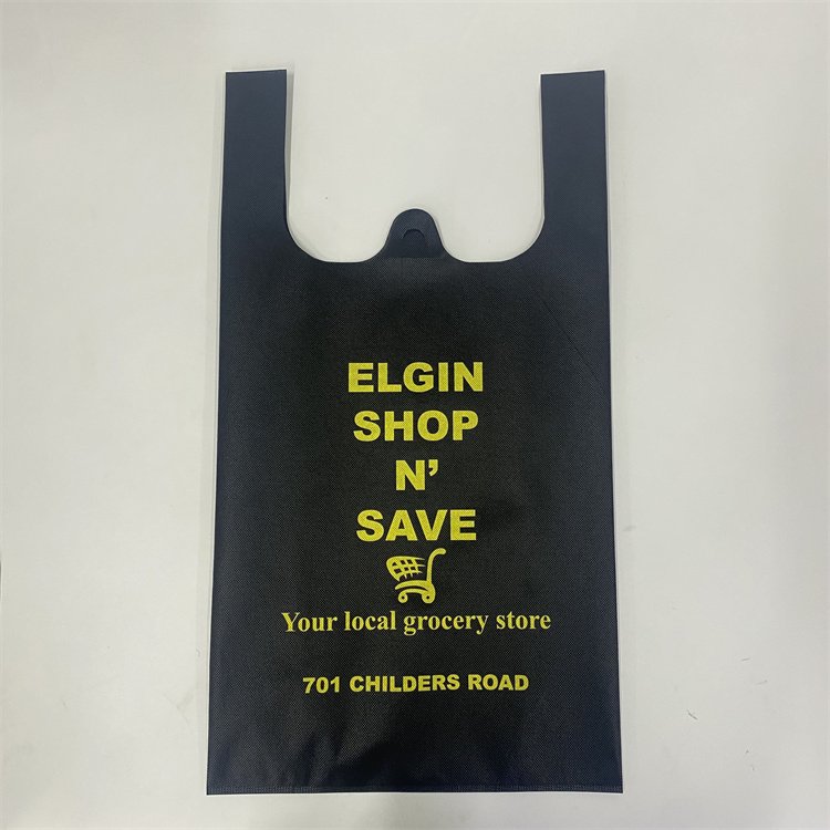2023 Hot selling eco shopping with handle grocery store reusable recyclable foldable non woven t shirt bag for supermarket