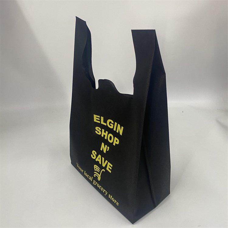 2023 Hot selling eco shopping with handle grocery store reusable recyclable foldable non woven t shirt bag for supermarket