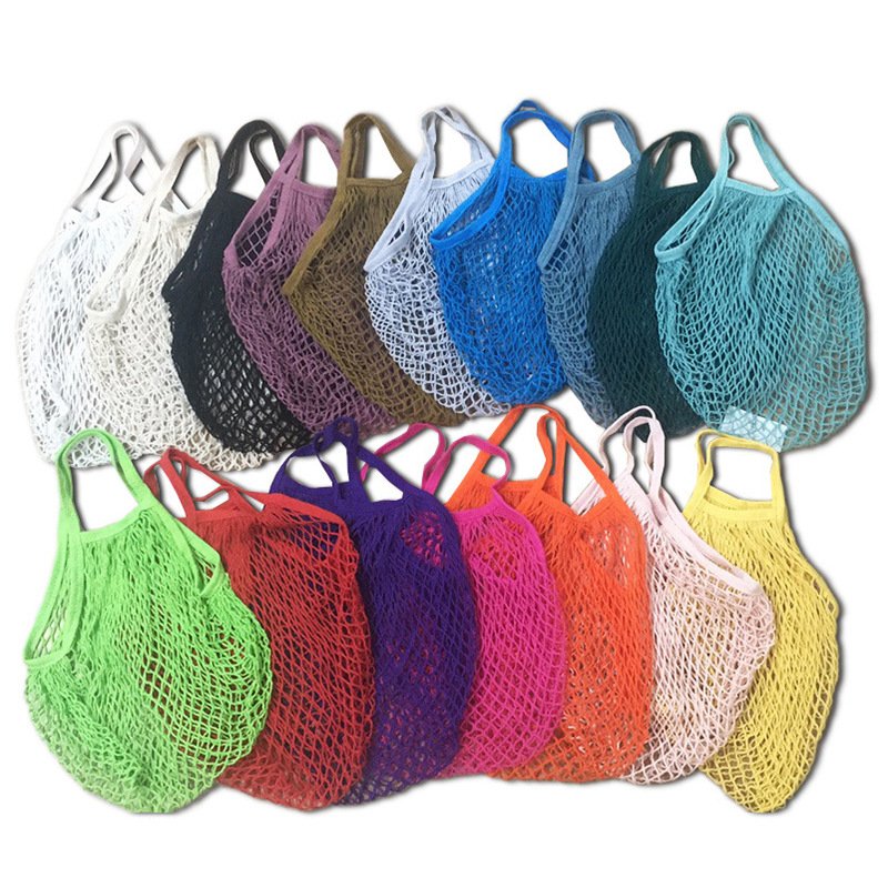Customized Reusable Grocery Tote Cotton Mesh Produce Shopping Bag Eco Friendly Garlic Net Mesh Bags for Fruits and Vegetables
