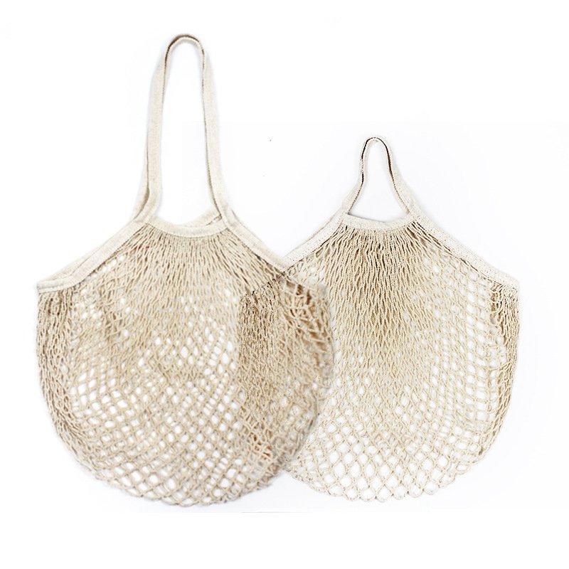 Customized Reusable Grocery Tote Cotton Mesh Produce Shopping Bag Eco Friendly Garlic Net Mesh Bags for Fruits and Vegetables