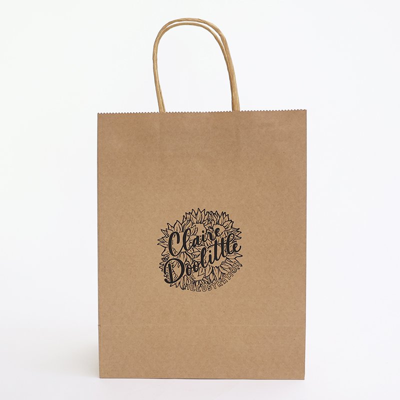 Custom Logo Printed brown Kraft Paper Bag Clothing Shoe Gift Packaging Wholesale Gift Paper Bag