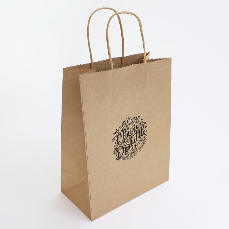 Custom Logo Printed brown Kraft Paper Bag Clothing Shoe Gift Packaging Wholesale Gift Paper Bag