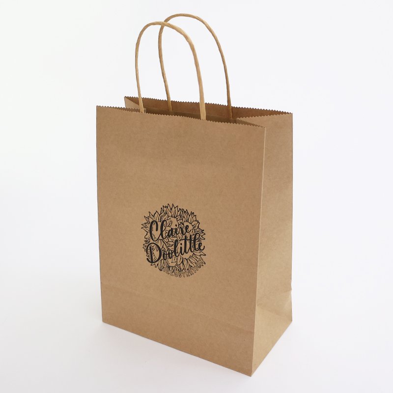 Custom Logo Printed brown Kraft Paper Bag Clothing Shoe Gift Packaging Wholesale Gift Paper Bag